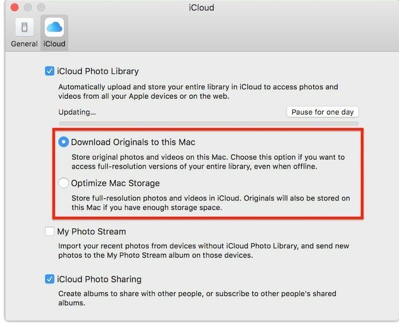 icloud photo sharing is not available for this device mac
